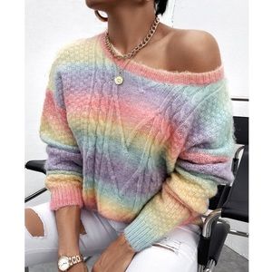 ❤️🍭 PASTEL MULTI OMBRÉ KNIT JUMPER! Med but fits like a large.
